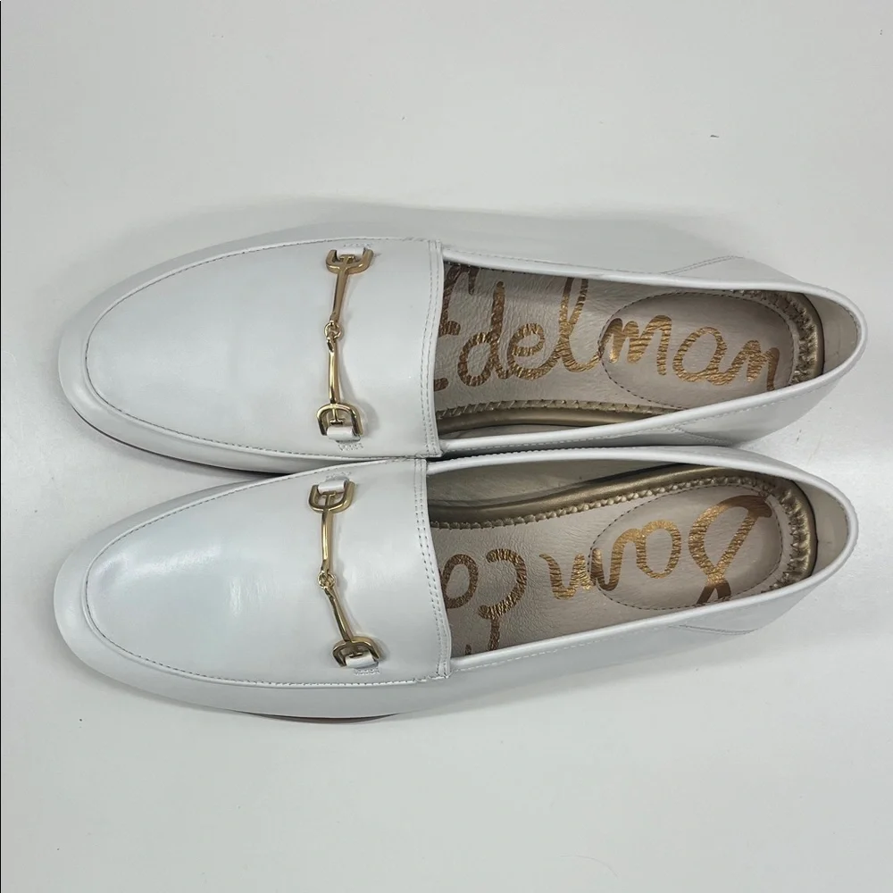 Sam Edelman White Leather Horsebit Loafers